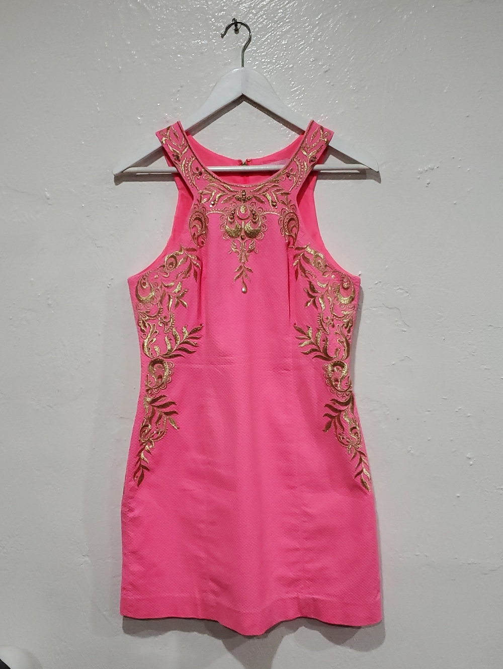 Lilly Pulitzer Tina Embroidered Stretch Shift Dress In Hot Pink Size 4 - Picture 2 of 14